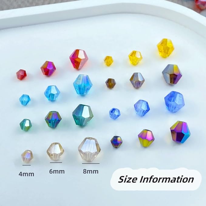 100pcs 8mm Bicone Crystal Glass Beads Loose Spacer Beads Faceted Craft Beads - Image 3