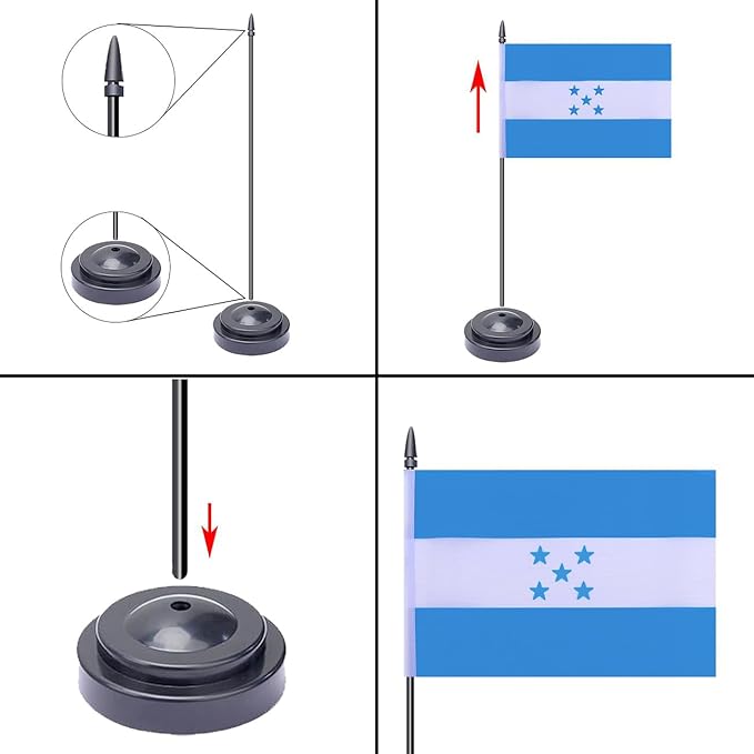 WXTWK 2 Pack Honduras Flag Honduras Deluxe Desk Flag Set - Image 3