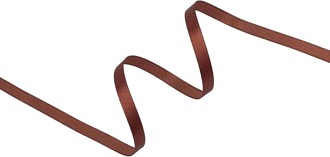 Coffee Brown Satin Ribbon 1/4 inch X Continuous 25 Yards, Single Face Polyester - Image 2