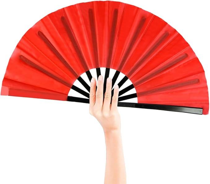8 Pack Large Folding Hand Fans for Women/Men, Kungfu Taichi Rave Folding Fan - Image 5