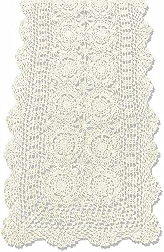 Phantomon Lace Table Runner Rectangular Table Cover Cloth Handmade Crochet - Image 3