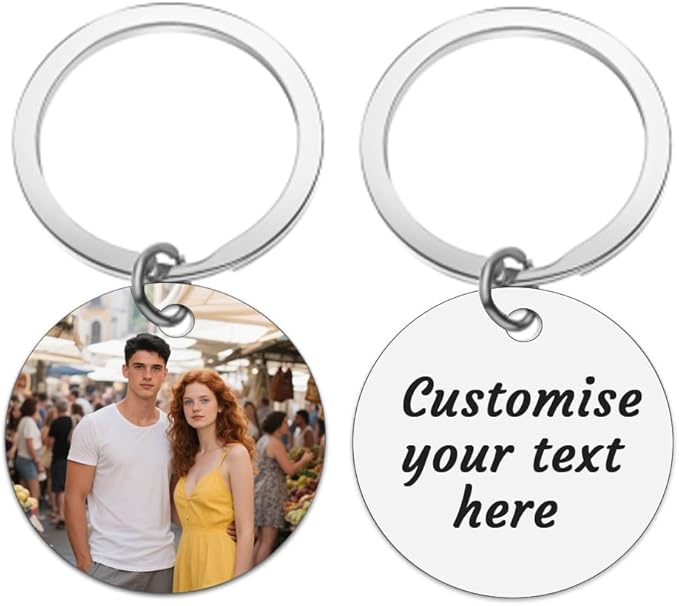 Personalised Keyring with Custom Photo & Text by Unknown