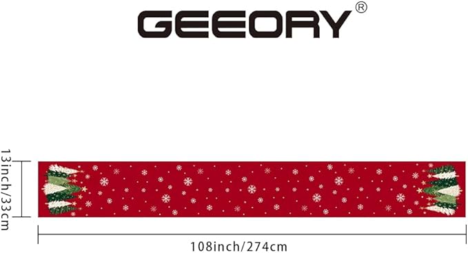 GEEORY Christmas Table Runner 13x108 Inch, Xmas Trees Snowflakes Holiday - Image 6