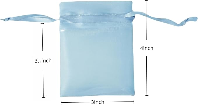 QIANF 20 Pcs Blue Small Organza Bags 3X4 inch - Image 3
