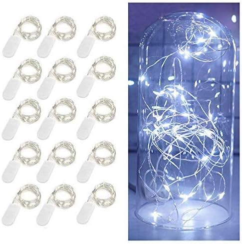 15 Pack Fairy Lights Battery Operated, 10ft 30 LED Mason Jar Lights Silver Wire by Decorman
