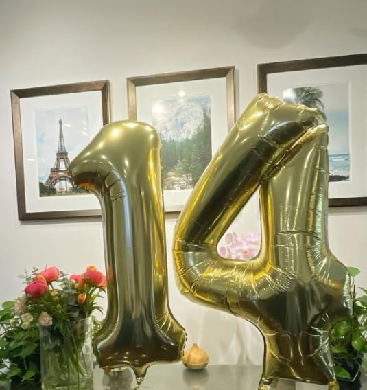 40 Inch Light Gold Large Number 4 Birthday Balloon, Giant Number Four 14 24 34 - Image 4