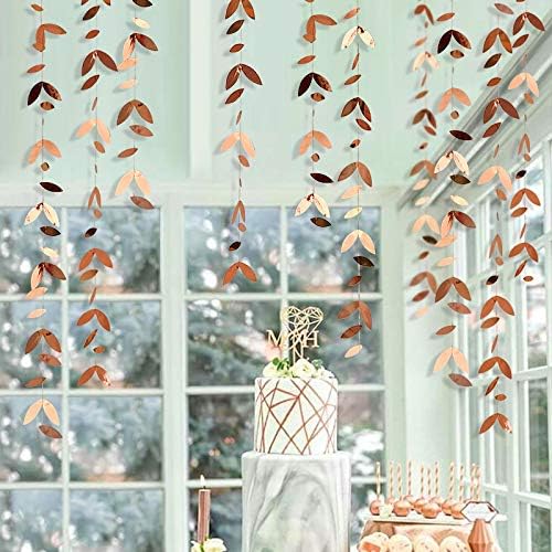pinkblume Rose Gold Party Decorations Leaf Garland Hanging Paper Rose Gold - Image 4