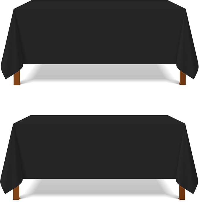 Pomp Black 90" x 156" Poplin Polyester Tablecloth | Wrinkle + Stain Resistant by POMP