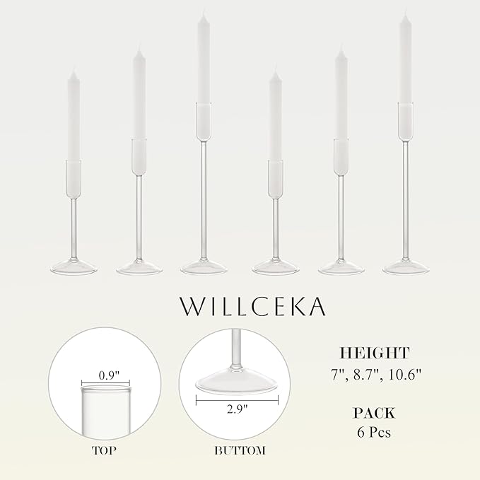Candle Holder, Glass Taper Candle Tall Candlestick Holder, 3 Different Heights - Image 5