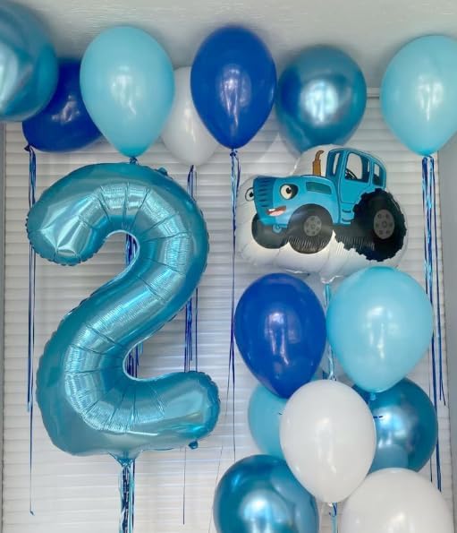 Pearl Blue 2 Number Balloon, 40 Inch Number 2 Balloon Birthday Decoration - Image 5