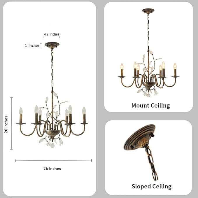 Farmhouse Crystal Chandelier, 26 Inch Modern Flower Branch Oil-Rubbed Bronze - Image 4