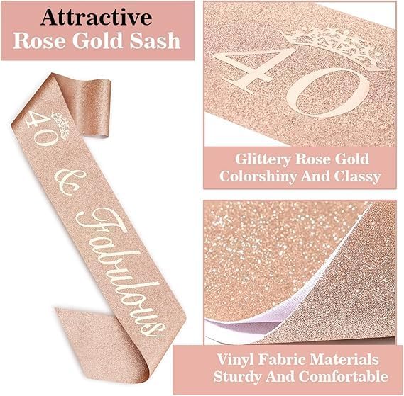 40th Birthday Decorations for Women, Including Crown/Tiara, Cake Topper and - Image 5