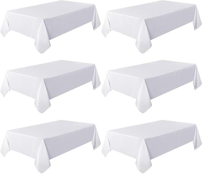sancua 6 Pack White Tablecloth 60 x 120 Inch, Rectangle Table Cloth - Image 8