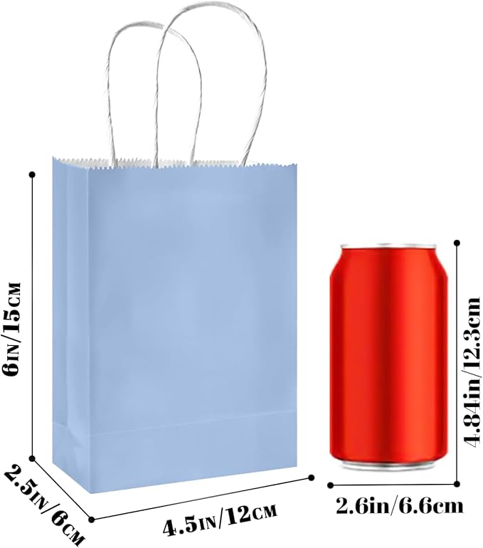 qiqee 50-Packs Light Blue Paper Gift Bags - Image 3