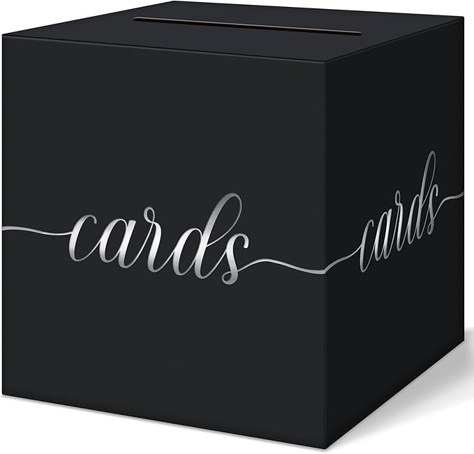 QIKSION Black Wedding Card Box, Wedding Reception, Graduation, Baby Shower by QIKSION