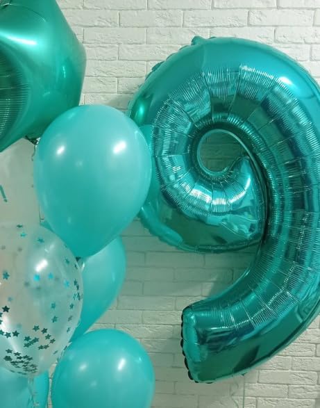 40 Inch Big Teal Blue 9 Balloon Number, Jumbo Giant Happy 9th 19 29 39 49 99 - Image 5