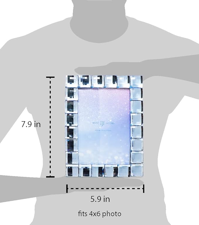 Isaac Jacobs Decorative Sparkling Light Blue Jewel Picture Frame, Photo Display - Image 3