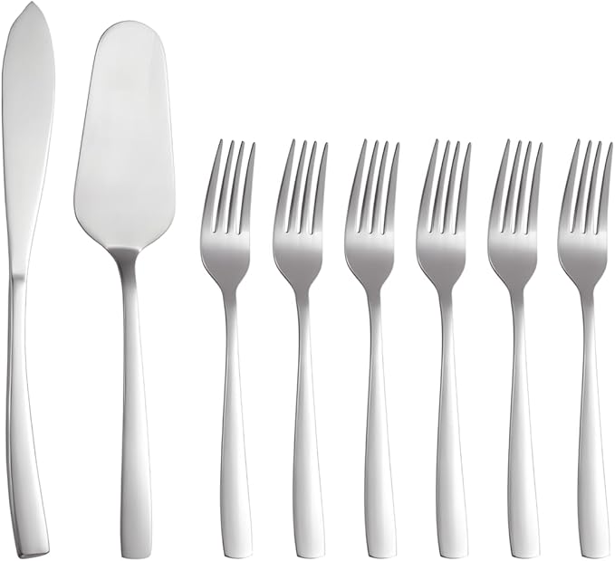 Cake Knife and Server Set with 6 Cake Forks Heavy Duty Thickened 18/0 Stainless by Ymeibe
