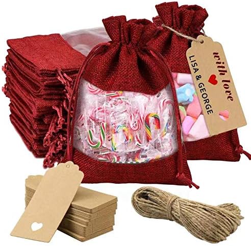 GIOIPC 50Pcs 5 x 7 Inch Linen Burlap Sheer Bags by GIOIPC
