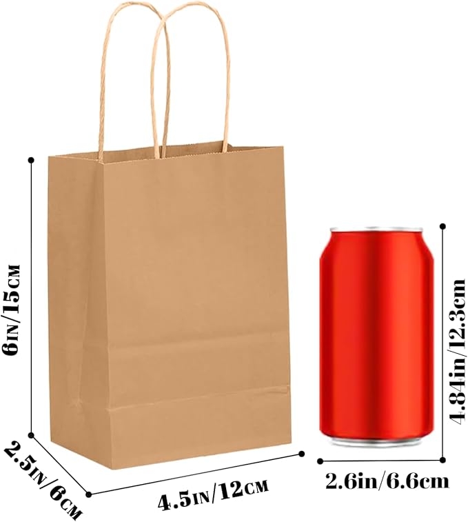 Bakepacker 100 Pcs Brown Mini Paper Gift Bags - Image 3