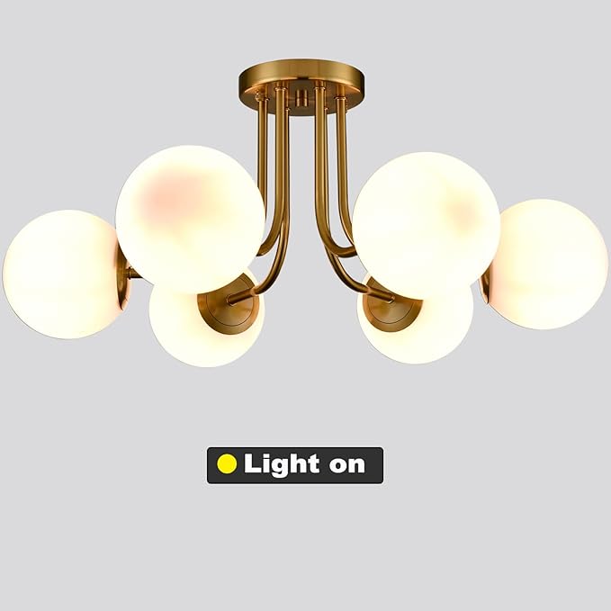 Modern Brushed Brass Gold 6-Light Ceiling Light - Image 9