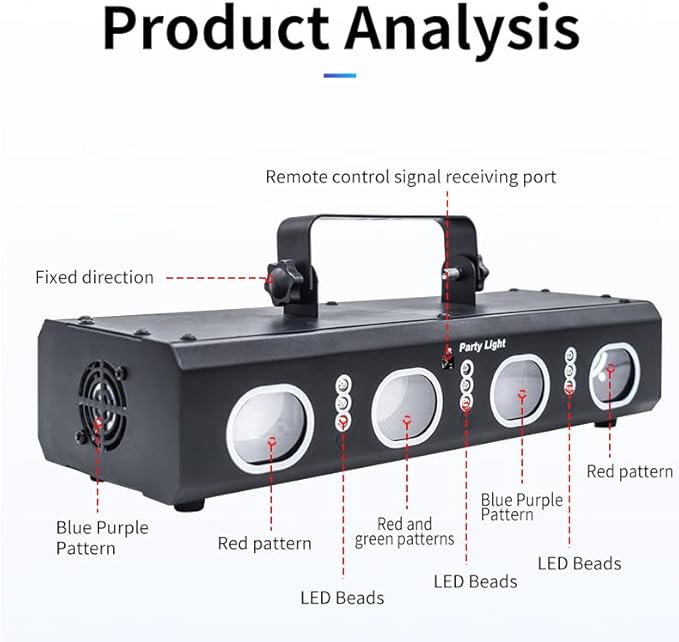 Party Lights DJ Disco Lights, 3D Effect Sound Sensing Laser Flash Stage - Image 4