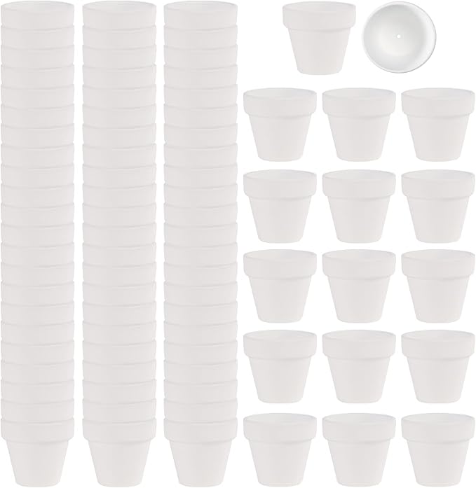 80 Pcs Small Mini White Clay Pots 2.1'' Terracotta Pot Clay Ceramic Pottery by FcactiTerracottaPots