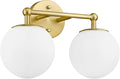 Gold Bathroom Light Fixtures, 2-Light Vanity Lights Over Mirror Wall Sconce by AKEZON