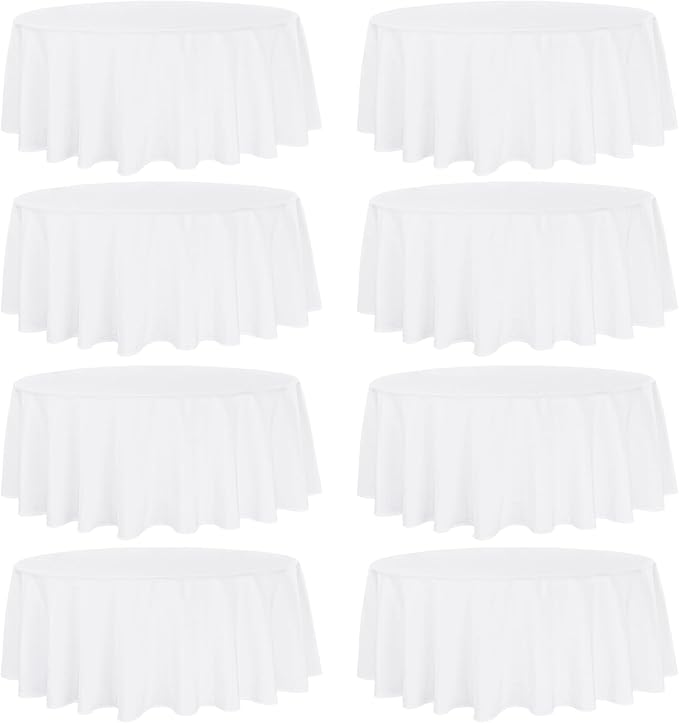 8 Pack Round Tablecloth 70 Inch White Round Table Covers Bulk Washable by Fivenl
