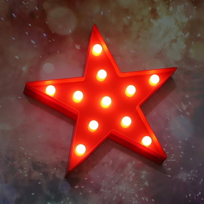 LED Marquee Star Signs Night Lights, Battery Operated Star Shaped Desk Table - Image 3