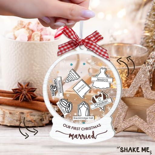 Custom Wedding Shaker Ornament 2025, Personalized Bride and Groom Ornament - Image 4