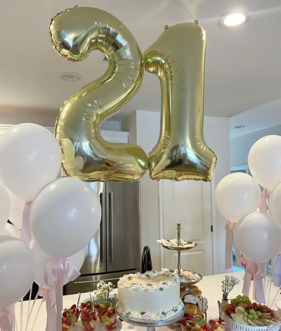 Light Gold 40 Inch Big Number Balloon Birthday Decoration, Number 2 Helium - Image 7