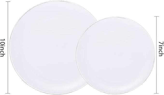 KIRE 200PCS Silver Plastic Plates - Image 3