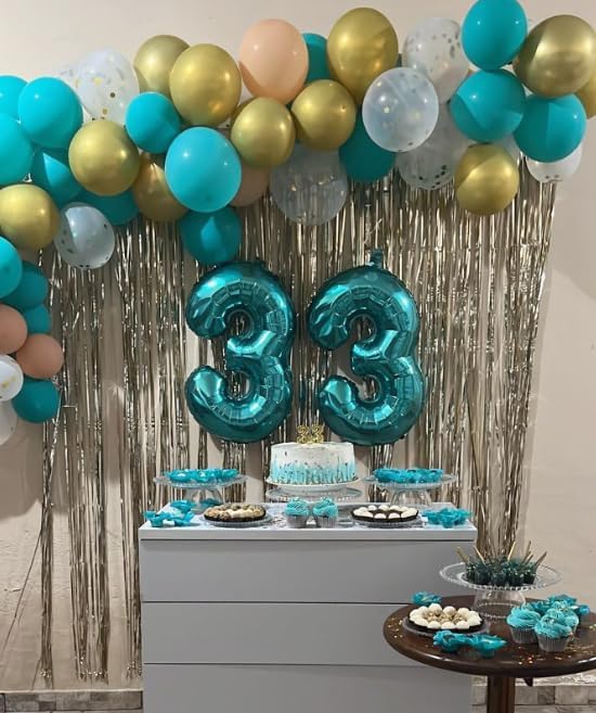 40 Inch Teal Blue 3 Large Number Balloon, 3 13 23 30 33 36 Teal Blue Birthday - Image 7