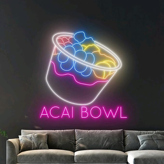 Acai Bowl Neon Sign, Acai Bowl LED Light, Acai Bowl Fruit Neon Light, Open Led - Image 3