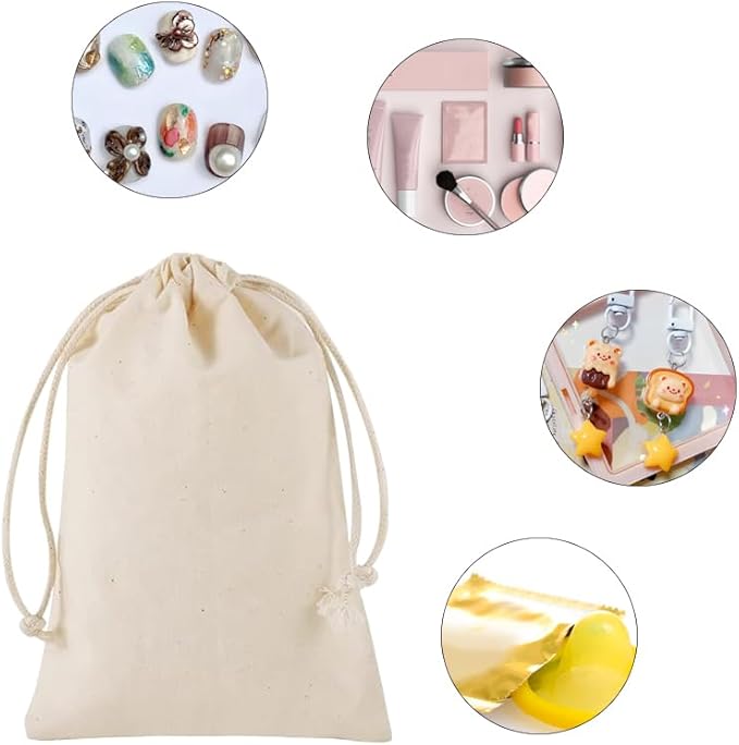 gobyhumm 20 Pieces Pure Cotton Drawstring Bags Muslin Bags Sachet Bag - Image 6