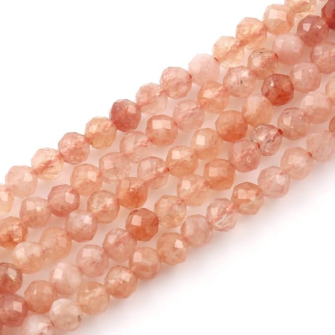 Song Xi 120pcs 3mm Natural Sunstone Gemstone Beads Faceted Round Loose Stone - Image 7