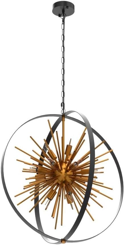 23.2'' Black Gold 12-Light Globe Sputnik Chandelier Modern Industrial - Image 4