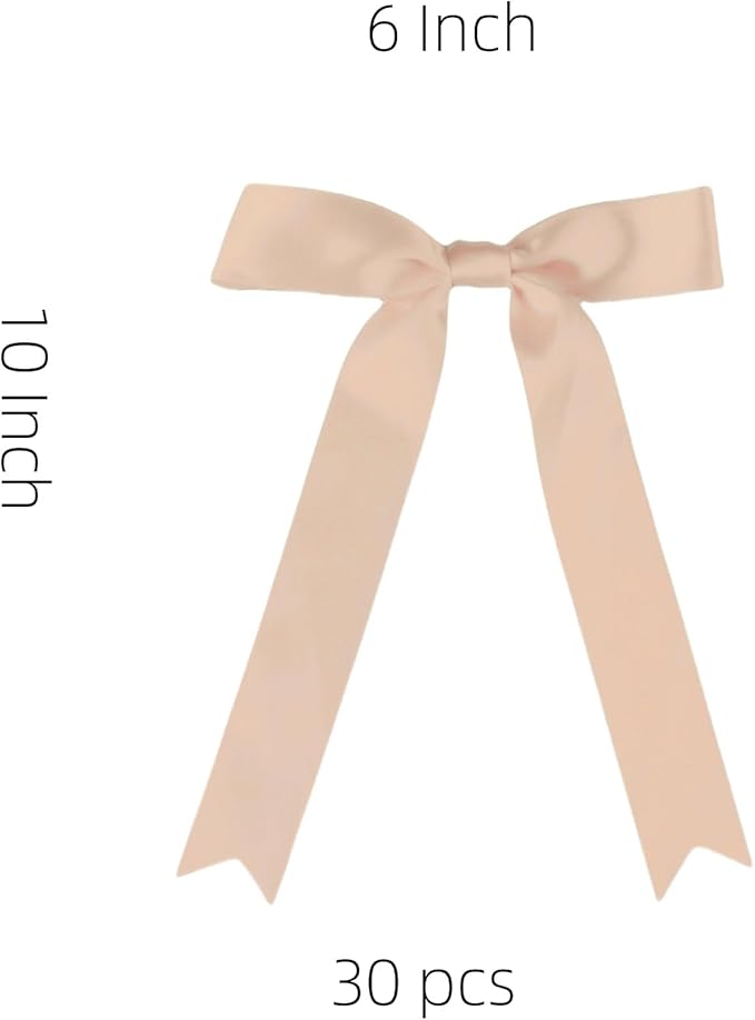 30 Pcs Khaki Satin Bows 6 X 10 Inch Premade Bows - Image 2