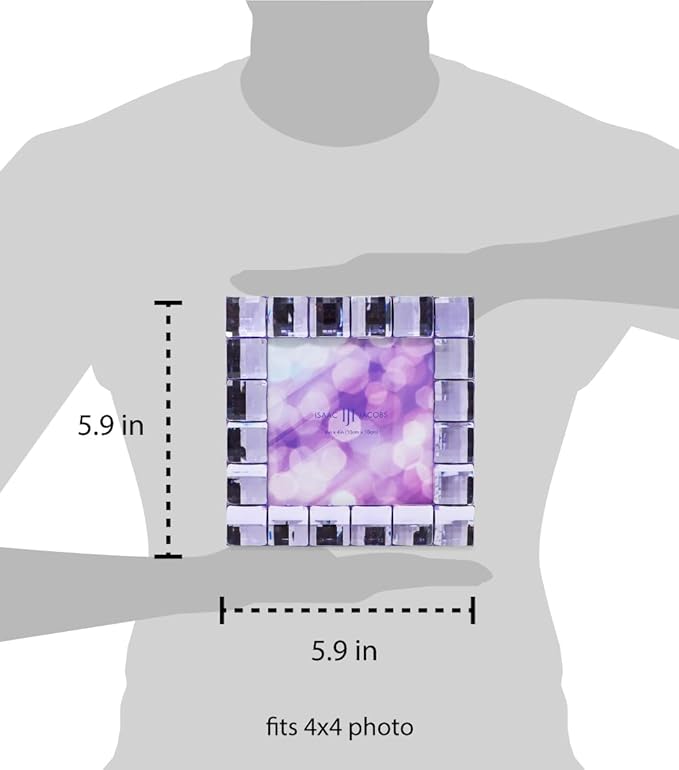 Isaac Jacobs Decorative Sparkling Light Purple Jewel Picture Frame, Photo - Image 3