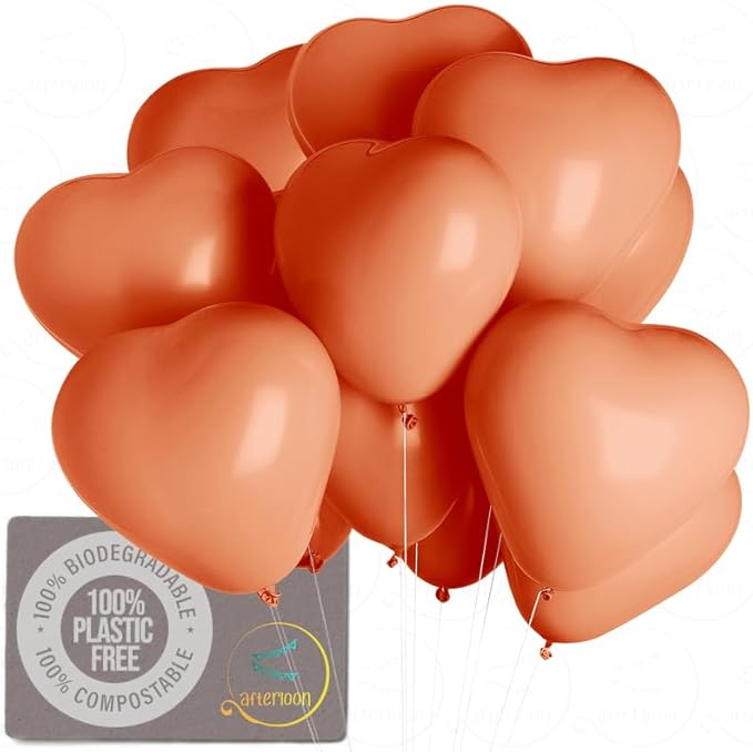 AFTERLOON® Biodegradable Balloons 24 pcs Living Coral 10 Inch Heart Shaped - Image 2