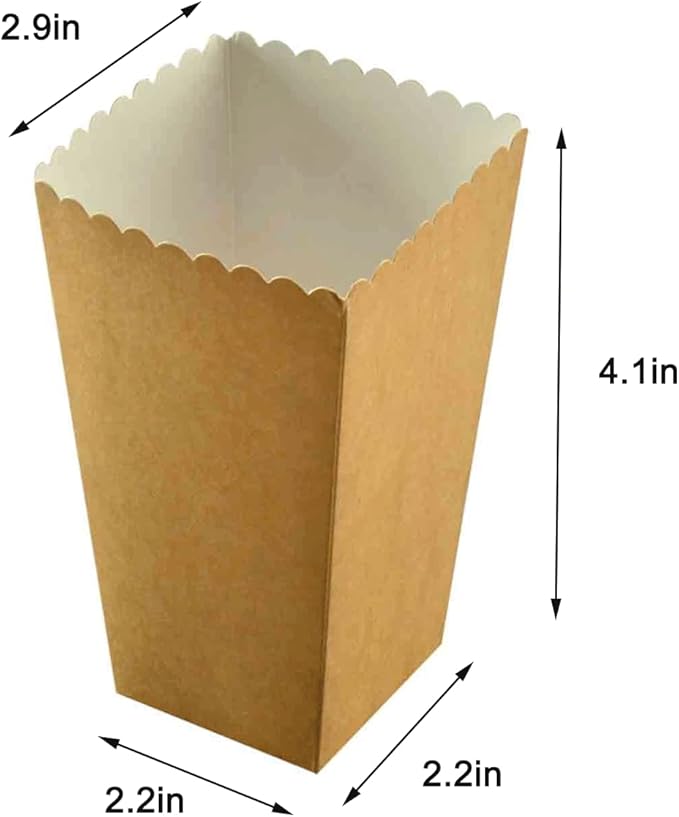 Kraft Paper Popcorn Boxes Mini Paper Popcorn Box Cardboard Popcorn Container - Image 2