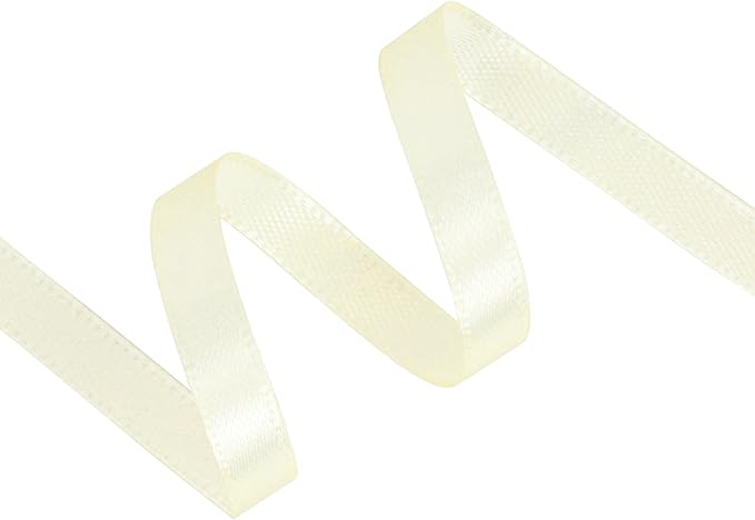 Beige Satin Ribbon 1/4 inch X Continuous 100 Yards, Single Face Polyester - Image 2