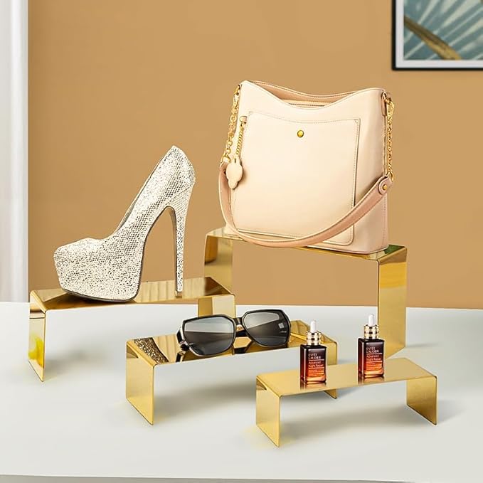 4 Pcs Gold Stainless Steel Display Risers, Display Stand - Image 4