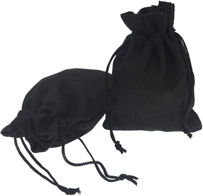 20pcs Burlap Drawstring Gift Bags, 3.9 x 5.5 Black Linen Pouches Candy Jewelry - Image 5