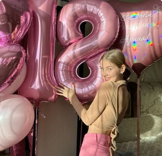 Pearlescent Pink Foil Number 8 Balloon 40 Inch, Helium Mylar Eight Number 8 18 - Image 4