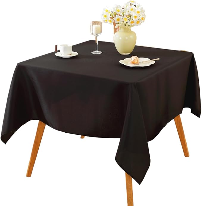 Craft And Party Square Tablecloth, 60 x 60 Inch Black Tablecloth, Polyester by CraftAndParty