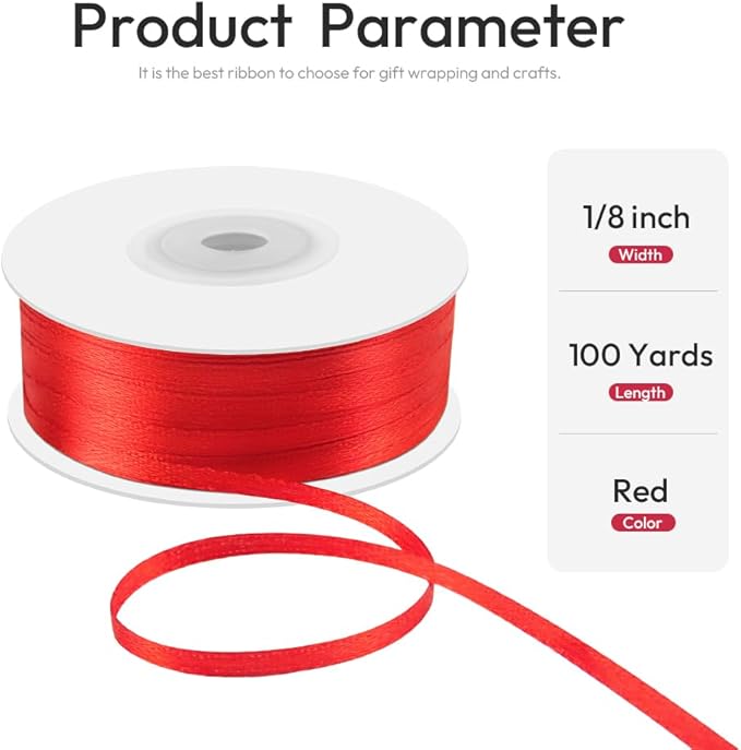 1/8" x 100 Yards Double Faced Satin Ribbon - Image 2