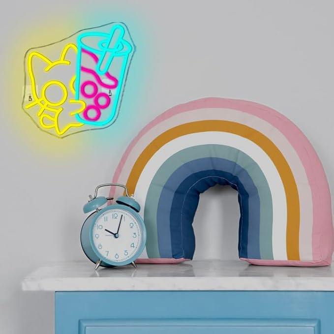 Looklight Cat Boba Tea Neon Sign, Dimmable LED Neon Light Bar Sign, USB Light - Image 6