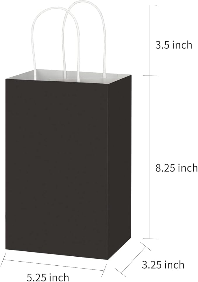 Toovip 50 Pack 5.25x3.25x8.25 Inch Small Black Kraft Paper Bags - Image 7